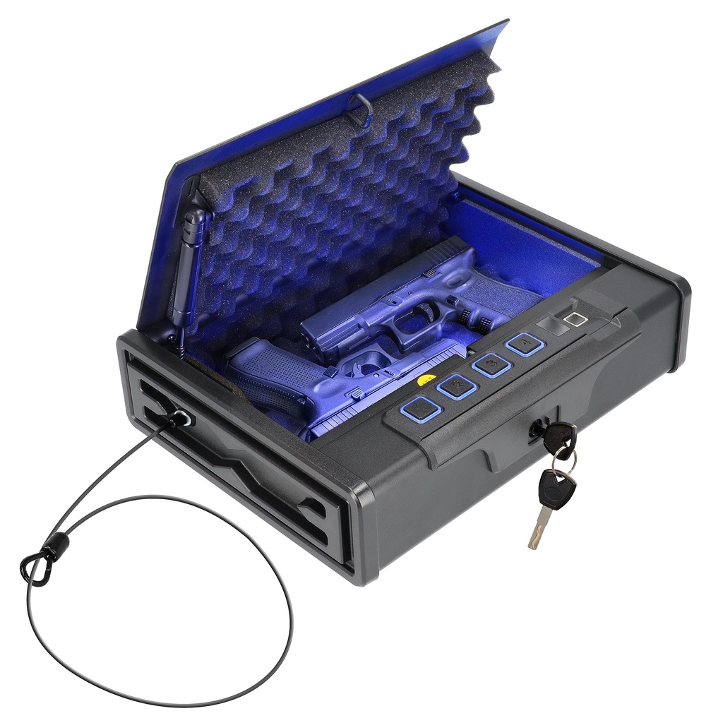 Brihard Portable Pistol Biometric Safe, Fingerprint Gun Safe, Compact Storage Box with Back