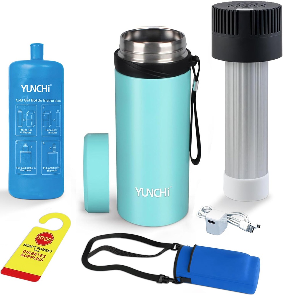 YUNCHI Insulin Cooler Travel Case Box 2-8??C Auto Shut Off by USB with TSA Approved Biogel L