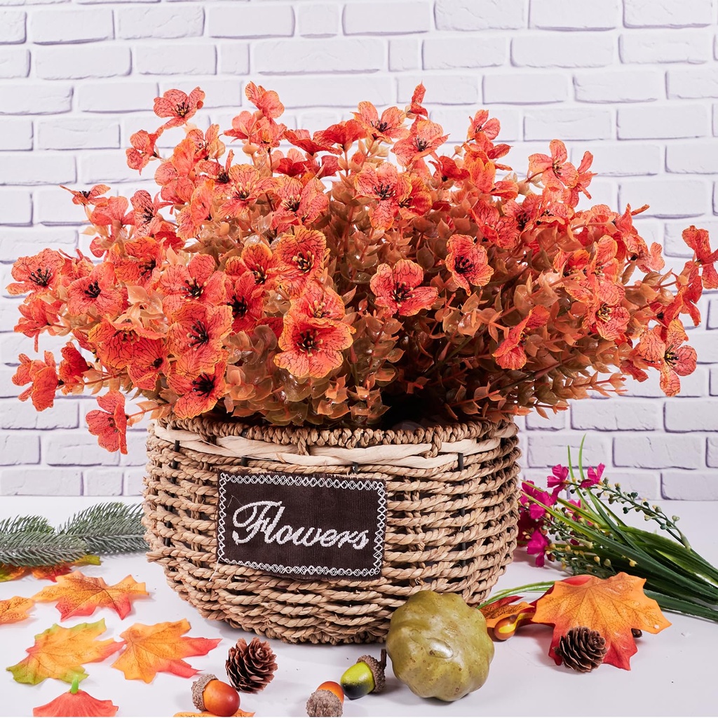 HBell 12 Bundles Outdoor Artificial Flowers UV Resistant Fake Boxwood Plants,Faux Plastic G