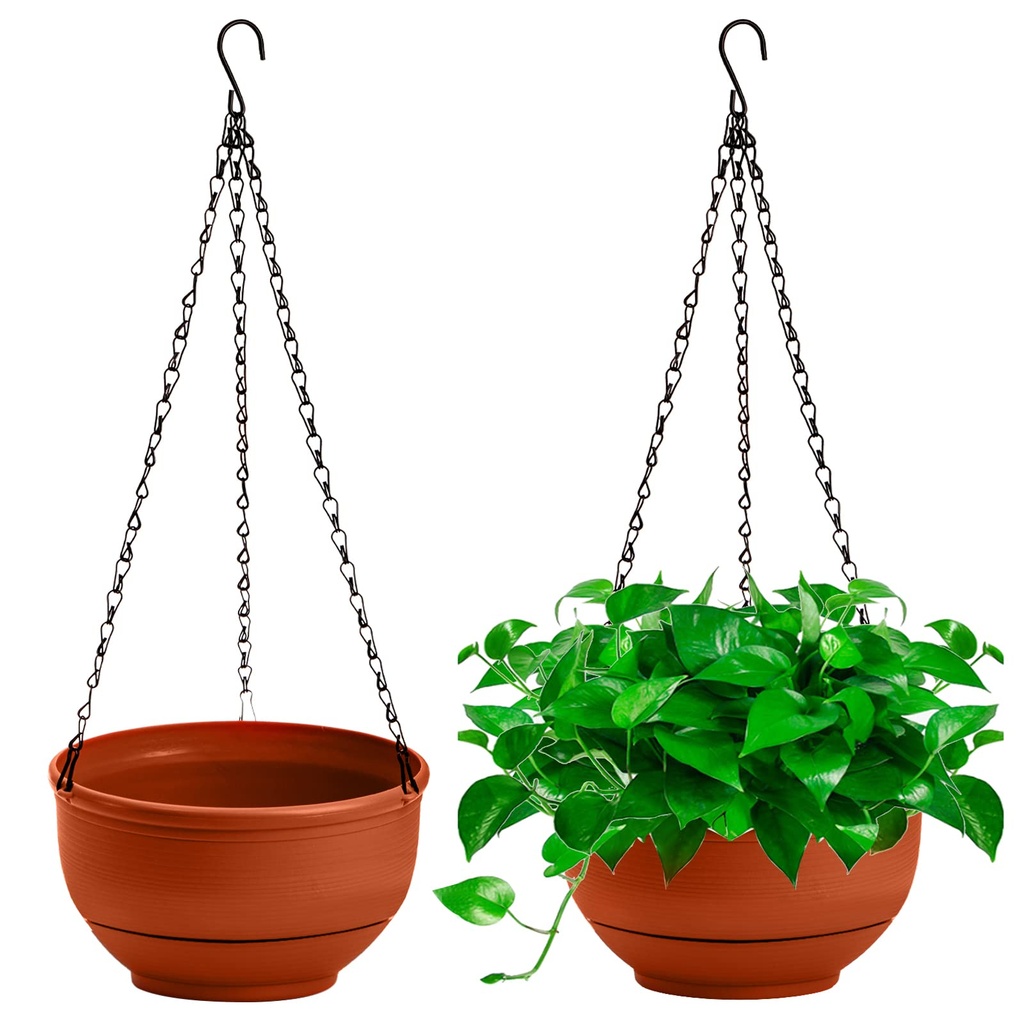 ZEAYEA 2 Pack Hanging Planters, 9 Inch Self Watering Hanging Flower Pot for Indoor Outdoor