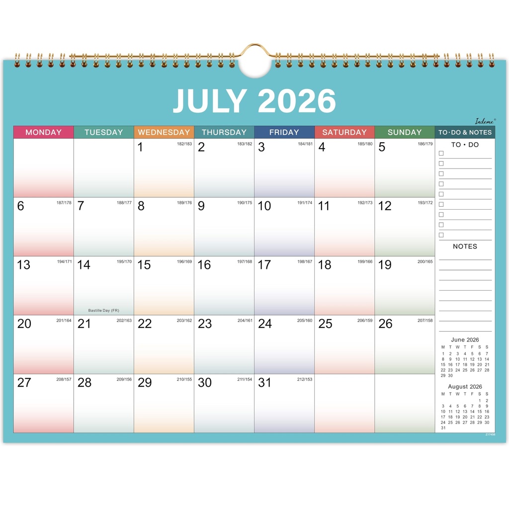 Calendar 2026-2027 - Wall Calendar 2026-2027 with Thick Paper, Calendar UK, July 2026 - Dec