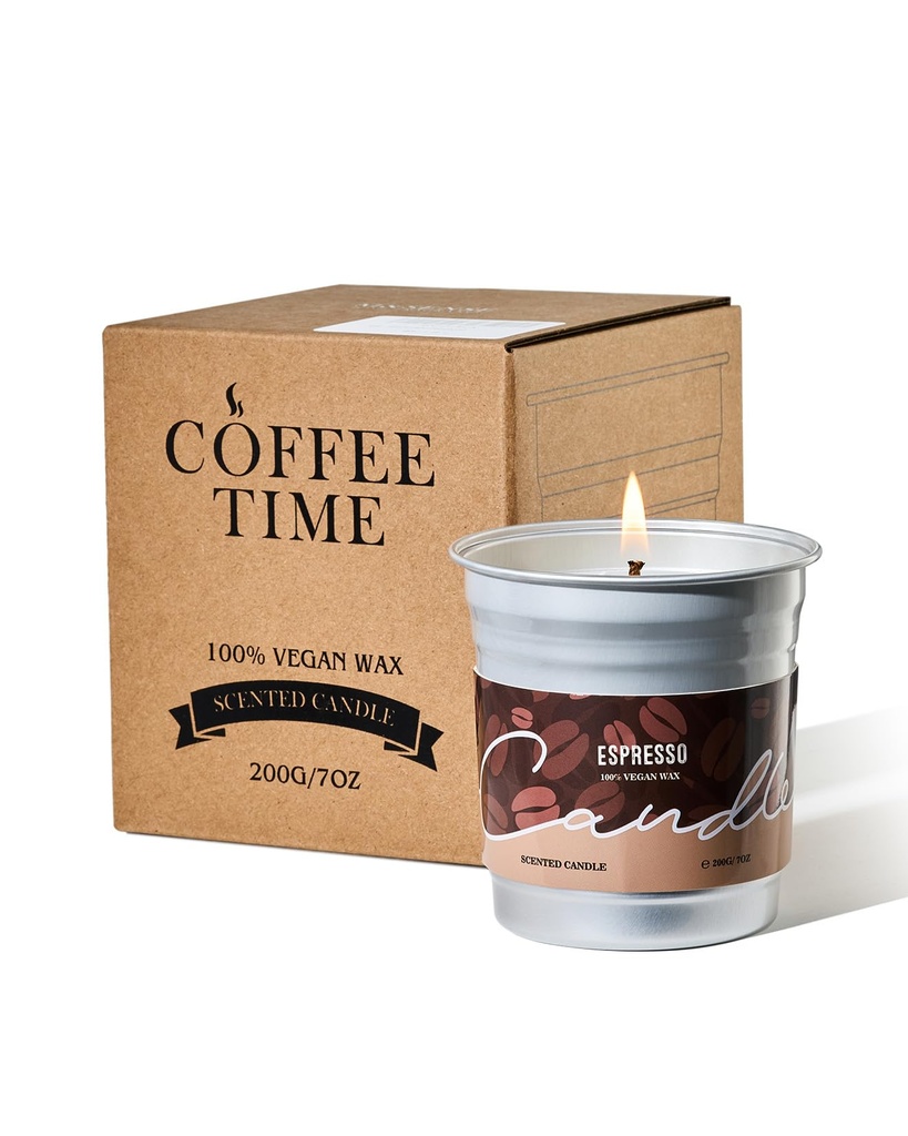 M&SENSE Coffee Scented Candle 200g, Espresso Scent, 48 Hours Long Burn, Strong Scented Cand