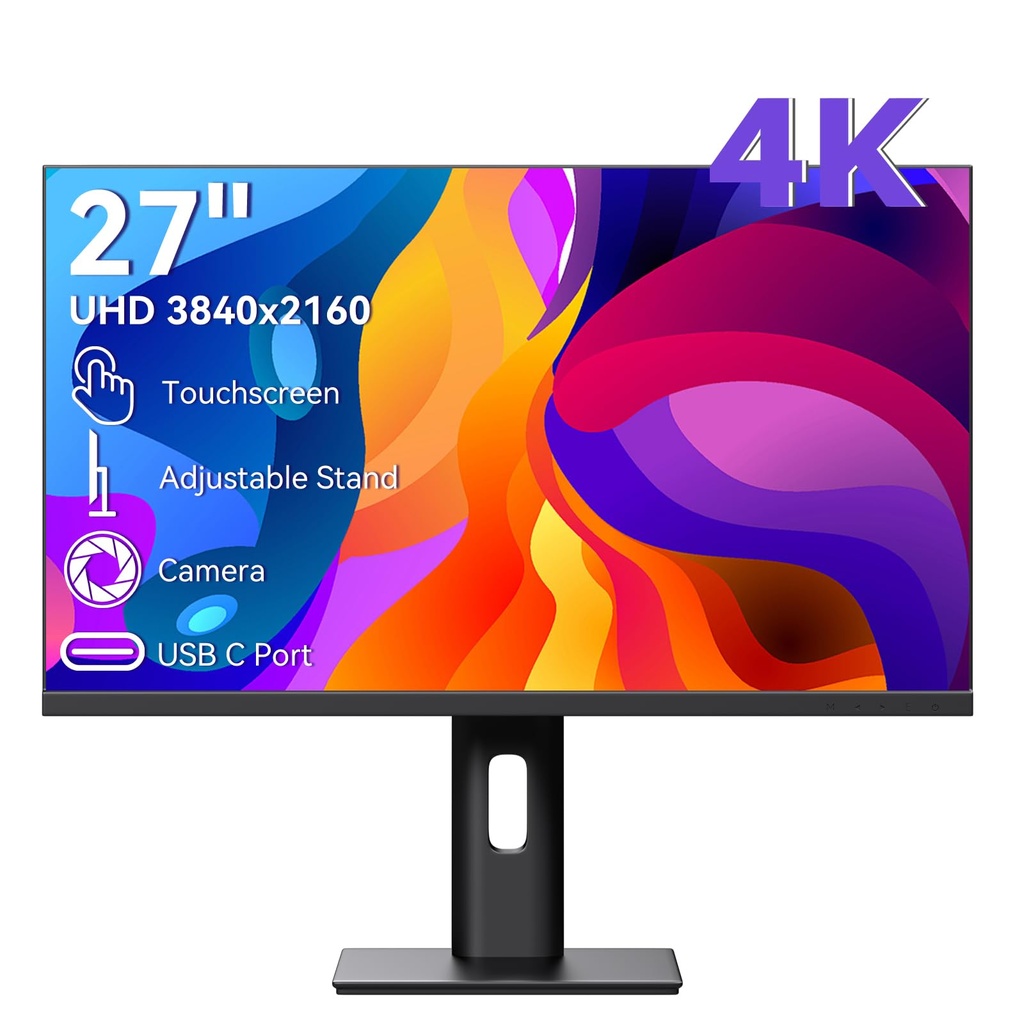 Pisichen Touchscreen Monitor 4K Gaming 27 Inch UHD 3840x2160 IPS Computer Monitor 