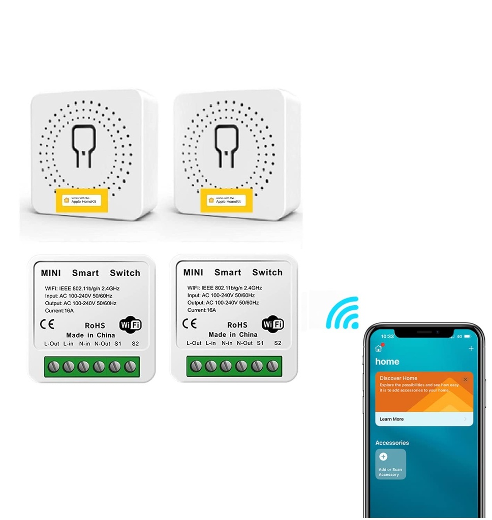 Smart Light Switch 2 Way 16A WiFi Switch Works with Apple HomeKit/Alexa/Google Home, APP Re