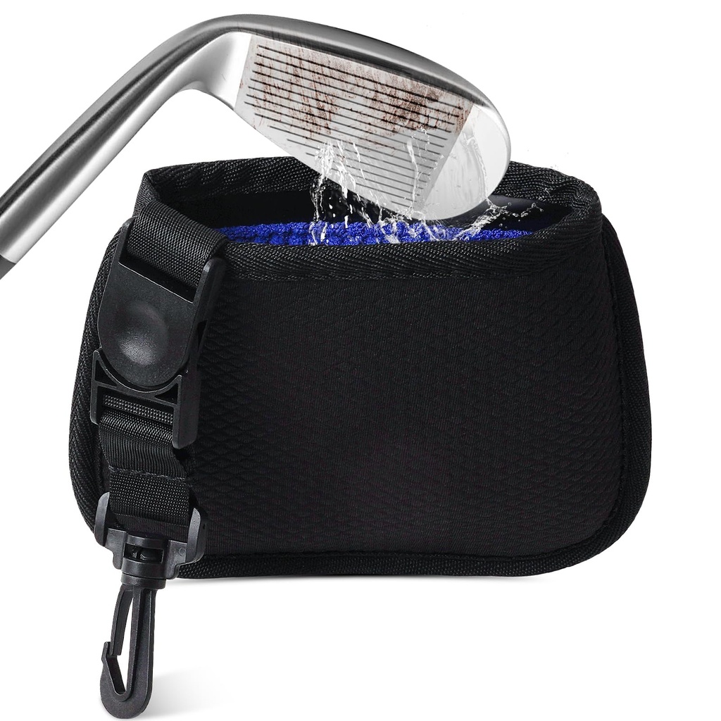 Golf Club Cleaner Golf Ball Cleaning Bag & Golf Cub Brush Portable Golf Club Scrub Waterpro