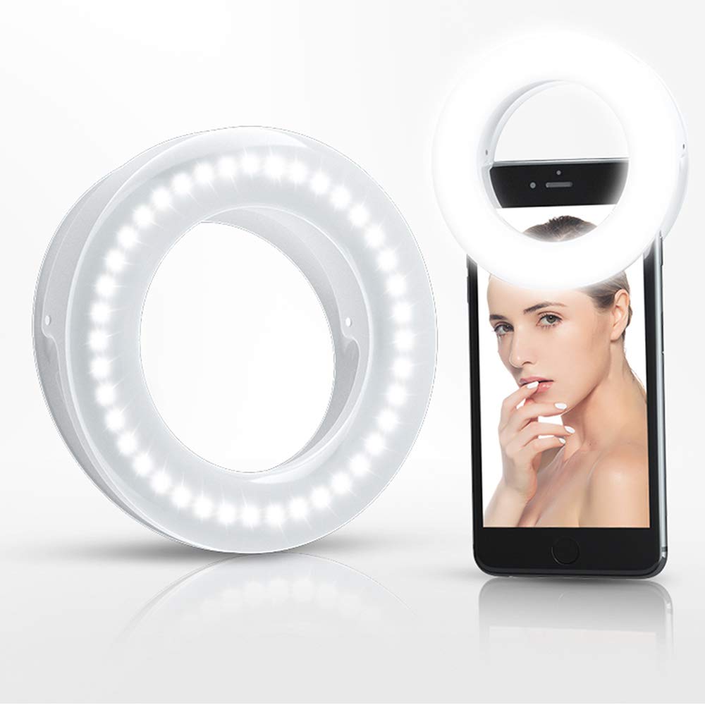 XINBAOHONG Selfie Ring Light Rechargeable Portable Clip-on Selfie Fill Light with 40 LED for