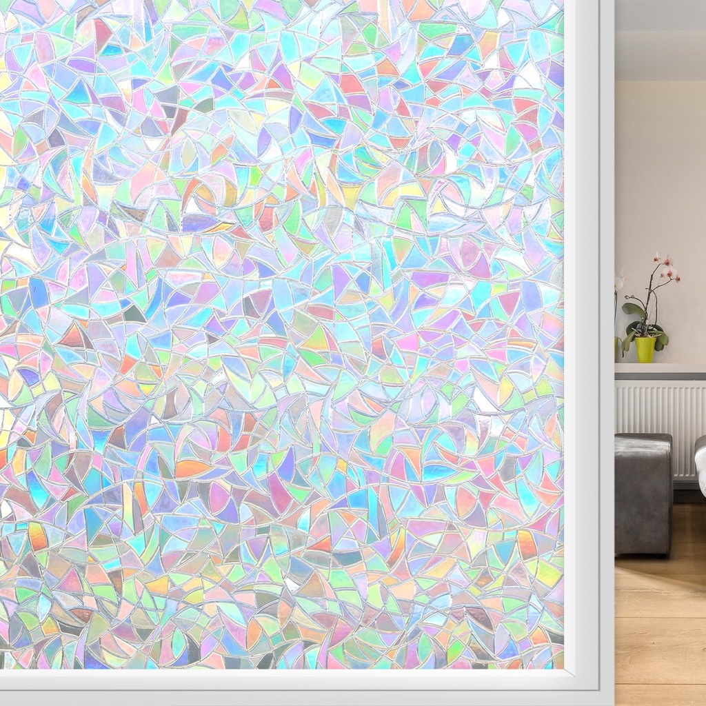Kromapolis Stained Glass Window Film, Rainbow Window Film Self Adhesive, Bathroom Vinyl Priv