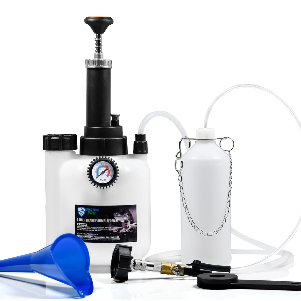 SMOTIVEPRO Brake Bleeding Kit, 3L Manual Brake Bleeder with 1L Brake Bleeding Bottle and E2