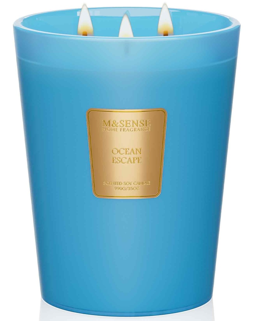 M&SENSE Ocean Escape Soy Scented Candle Gifts for Men Strong, 990g 150H Extra Large Candles