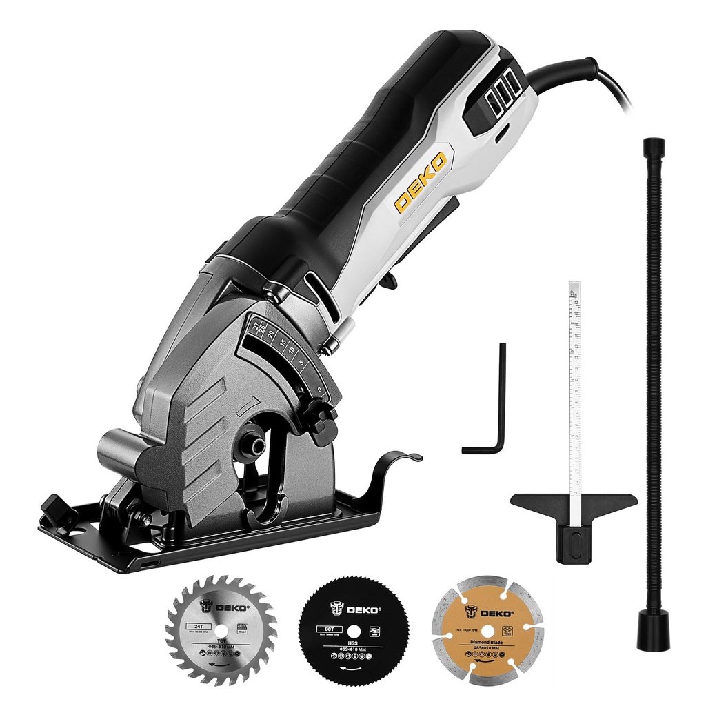Mini Circular Saw 600W: DEKOPRO Compact Electric Circular Saws 5500 RPM with 3 Blades (85mm)