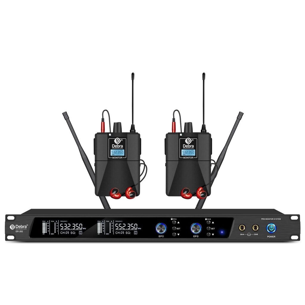 D Debra Audio PRO ER-202 UHF Dual Channel Wireless In Ear Monitor System With Transmitter