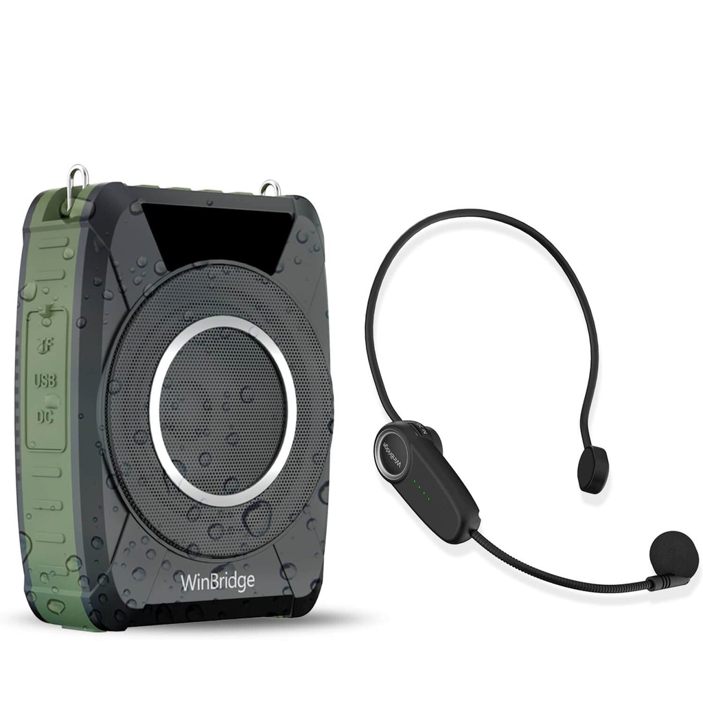 Bluetooth 5.0 Voice Amplifier with Wireless Mic Headset, Waterproof Personal Microphone 