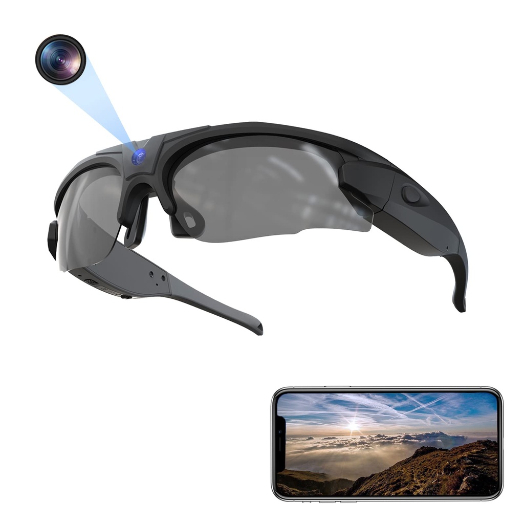 Hereta Wifi Camera Sunglasses Sports HD 4K Video Recording Glasses DVR Eyewear with UV400 