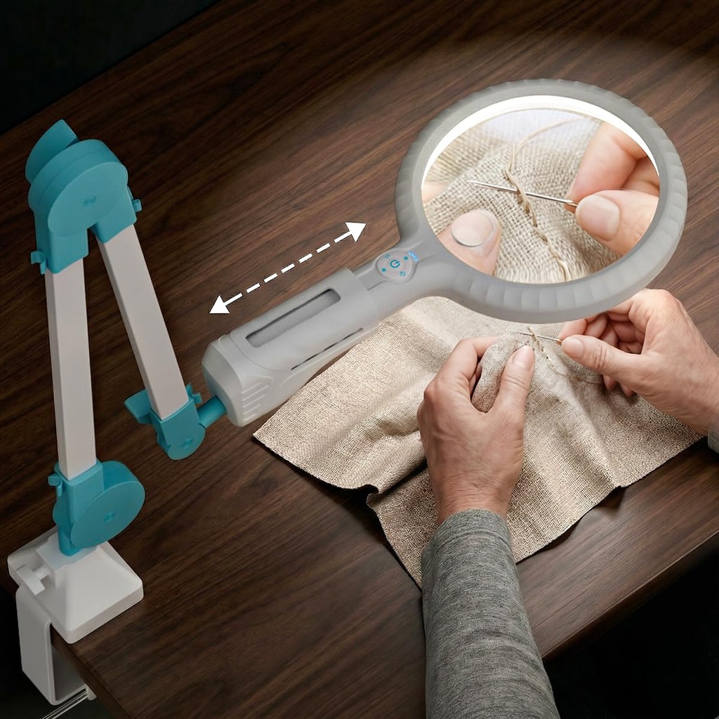 ARTDOT Detachable Magnifying Glass with Light and Stand for Close Work, Large Adjustable Br