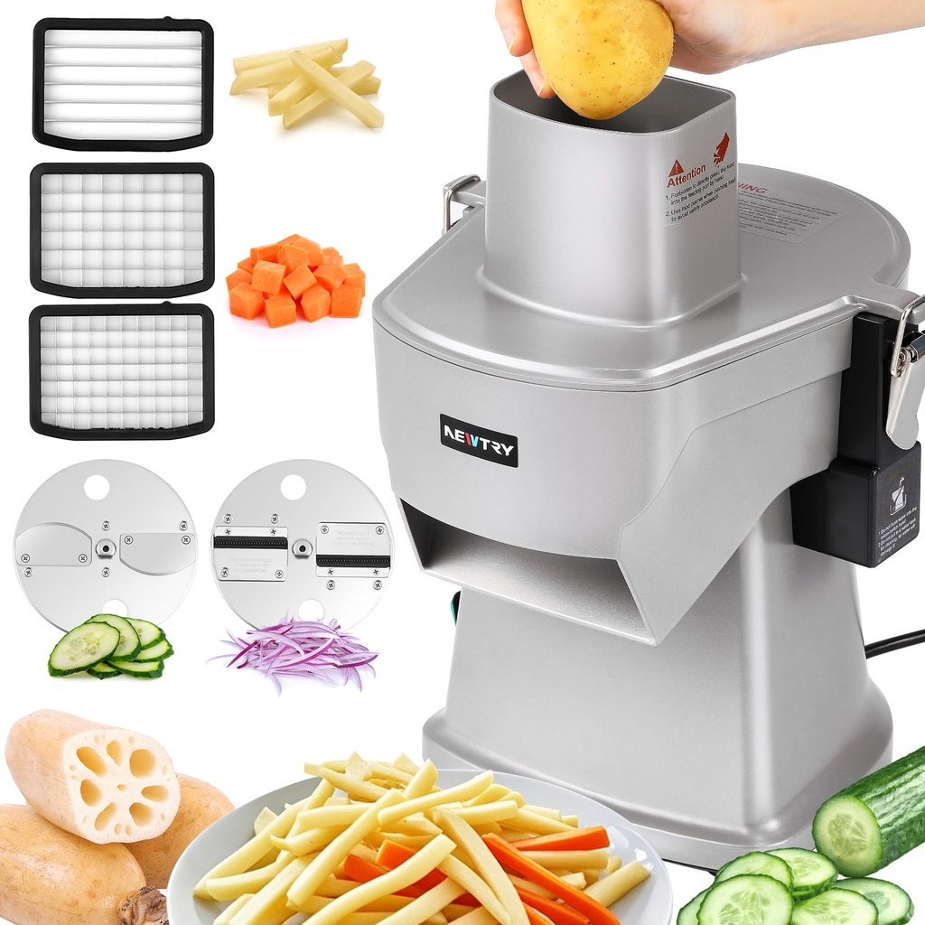 NEWTRY Electric Vegetable Dicer&Slicer, 4 in 1 Commercial Veggie Processor