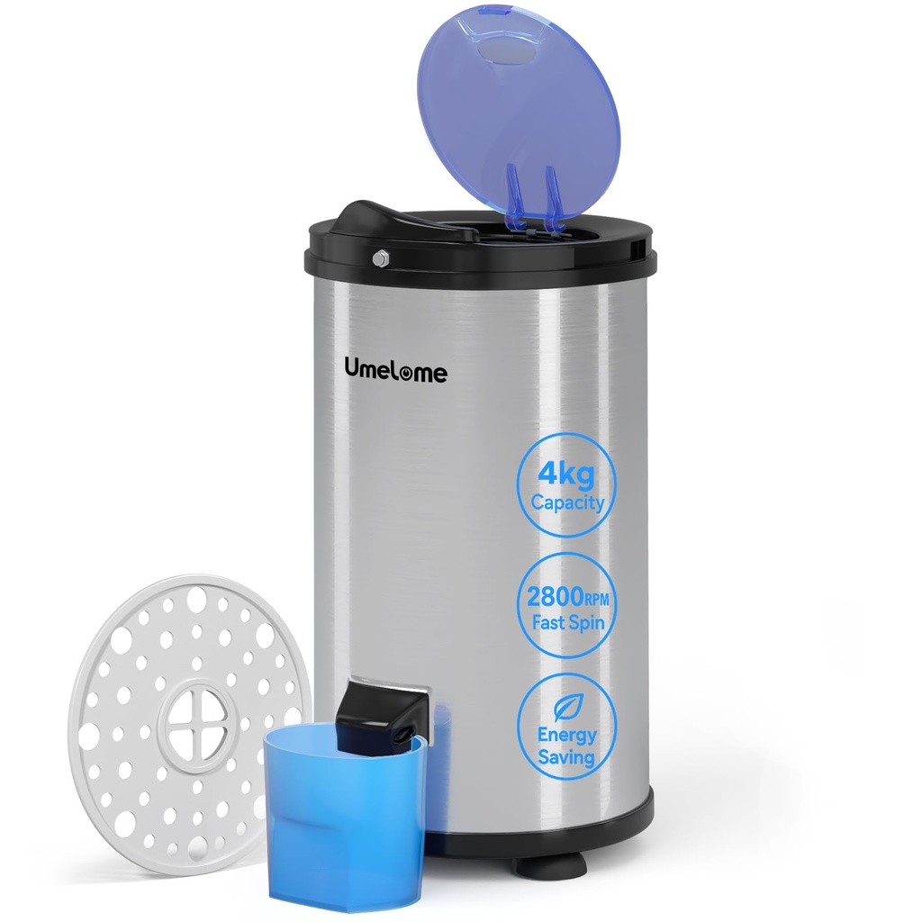 Spin Dryer 4kg by Umelome, Energy&Power Saving Spinner 2800 RPM Clothes Dryer, Energy Efficient