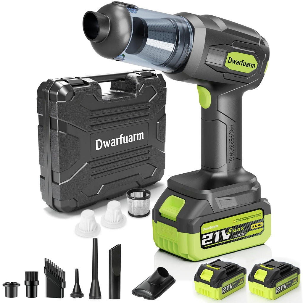 Dwarfuarm Car Vacuum Portable Cordless, 20000Pa-9500RPM High Power Dust Buster, 4-in-1 Hand