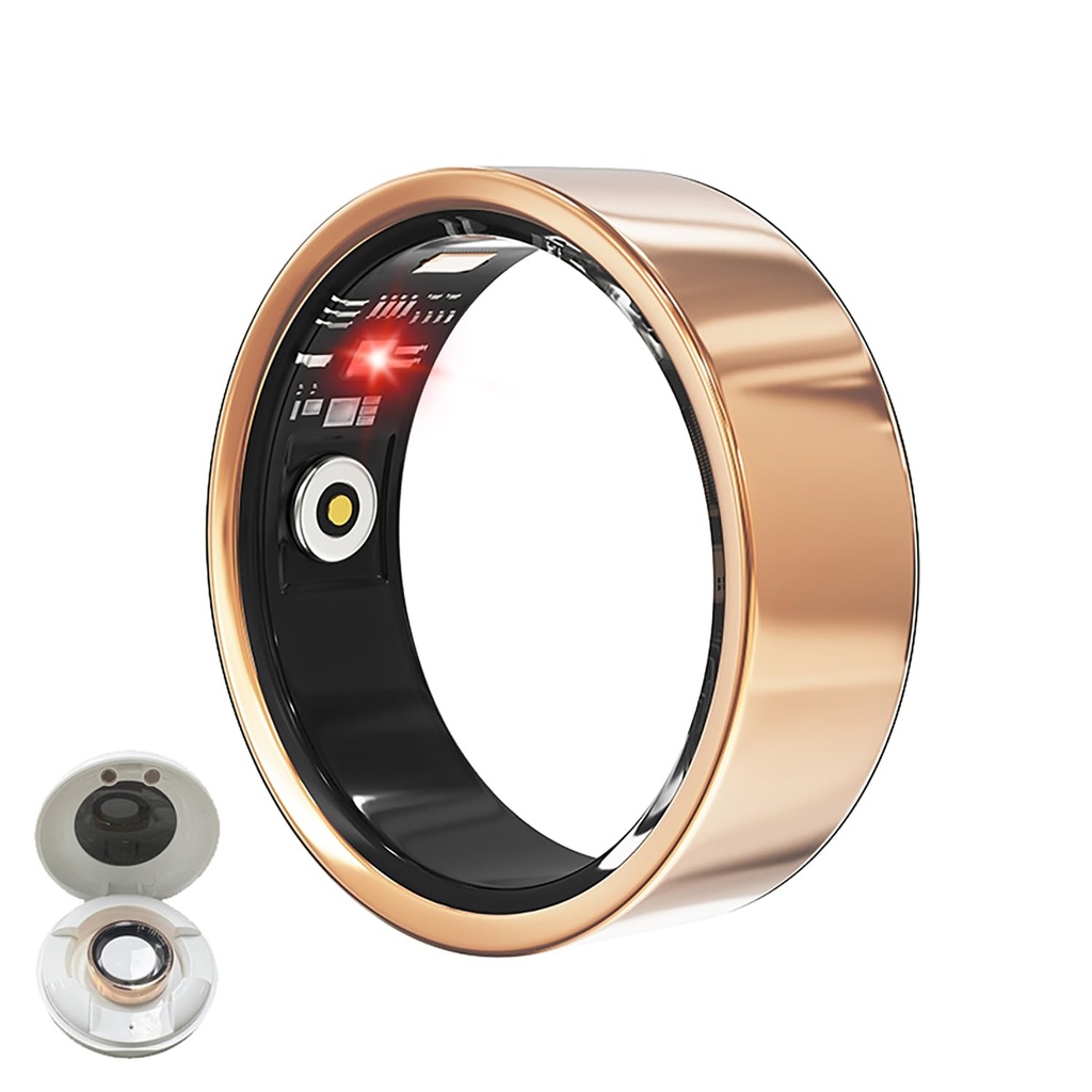 LONGLU Smart Ring for Men Women, Fitness Tracker Ring with Heart Rate/Blood Pressure/Blood