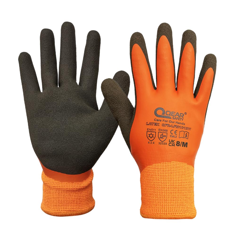 QEARSAFETY 1 Pair Thermal Work Glove, Cold Resistance Glove, Fleece Lining, Fully Latex Rub