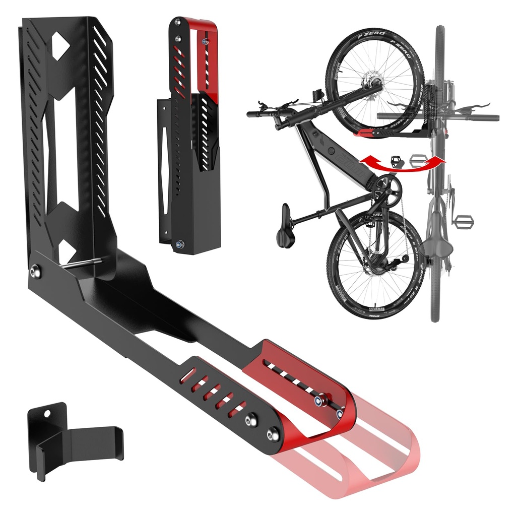IMAYCC Upgraded New Bike Wall Mount, Space Saving Adjustable Foldable Bike Rack Wall