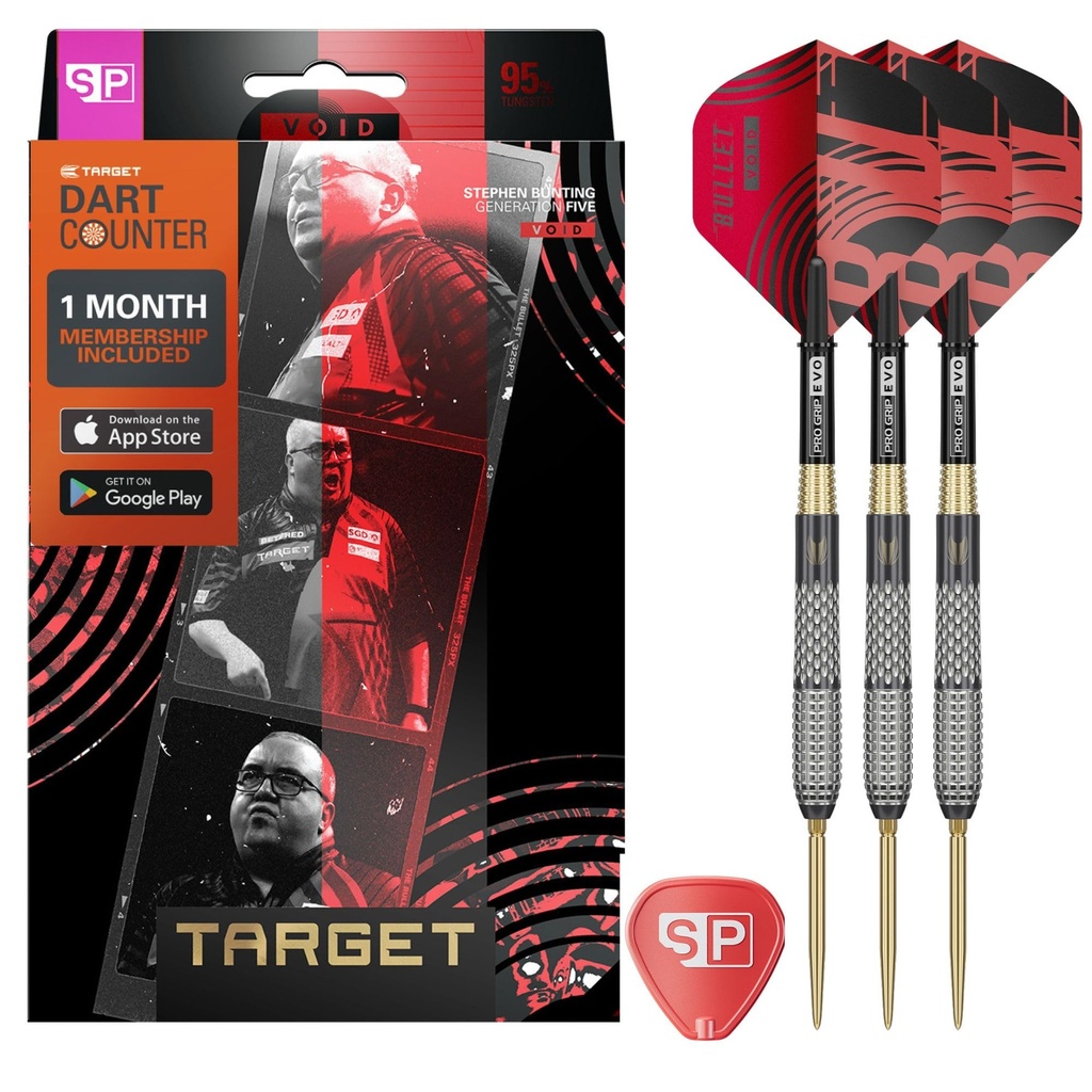 Target Darts Stephen Bunting G5 Void Steel Tip Swiss Point Darts, 18G | 95% Tungsten Dart Set