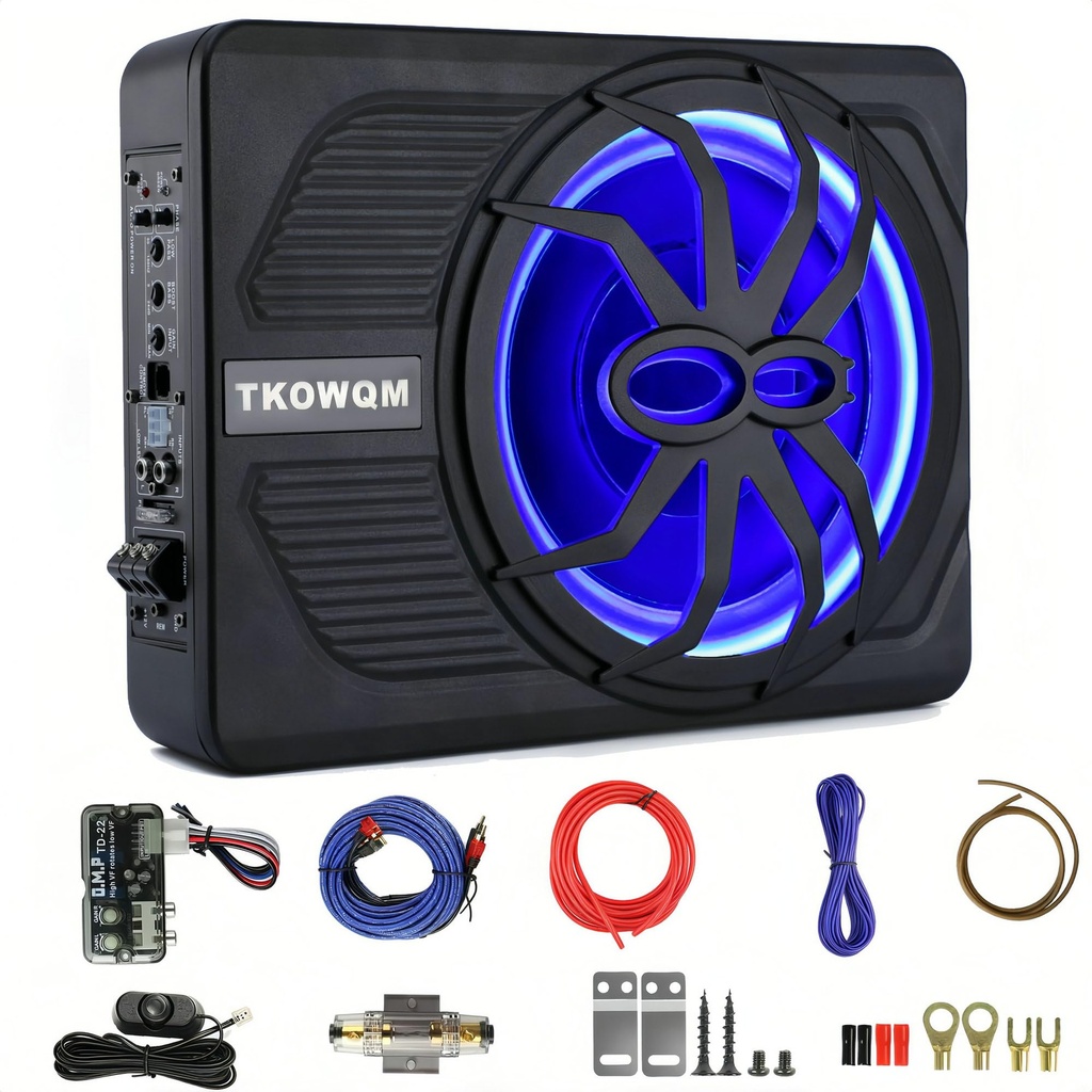 TKOWQM Slim Under Seat Powered Car Subwoofer,10Ã¢Â€Â800W Subwoofer Stereo Surround Sound, B
