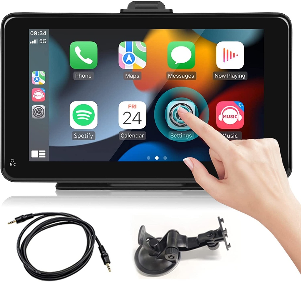 Wireless Apple CarPlay Android Auto Screen for Car, 4.7" HD 1280 * 720 Touch Screen Car Stereo