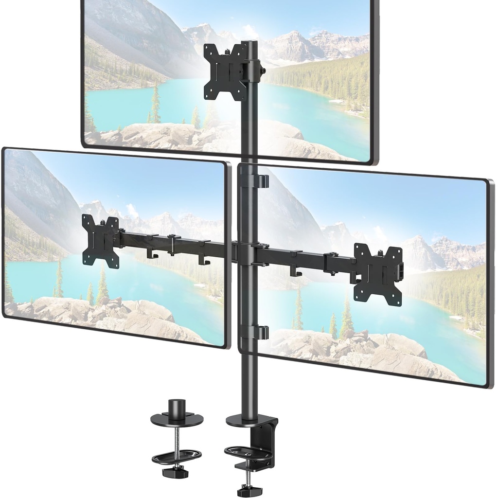 ELIVED Vertical Stack Dual Monitor Arm, 80cm Tall Pole for Most 13-32 Inch Screens