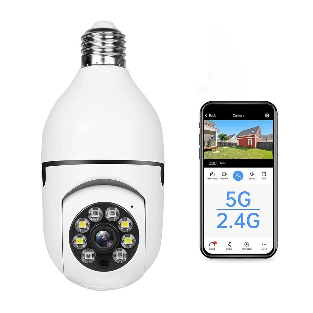 SECUEYE E27 Bulb Camera 5MP WiFi 2.4GHz 5GHz Pan/Tilt 10x Digital Zoom Automatic Tracking