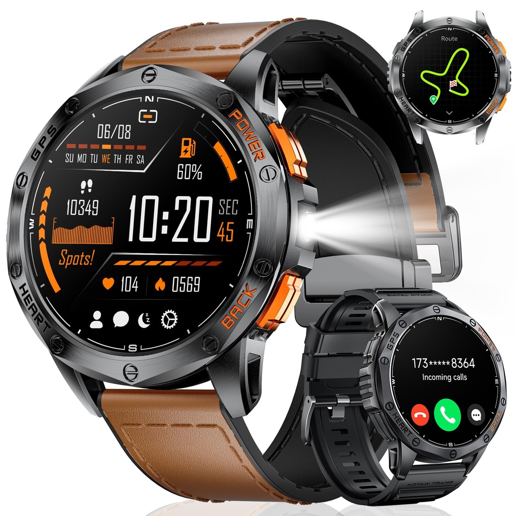 GPS Smart Watch for Men with Call-1.43'' AMOLED Display,Fitness Watch with 70+ Sport Modes/H