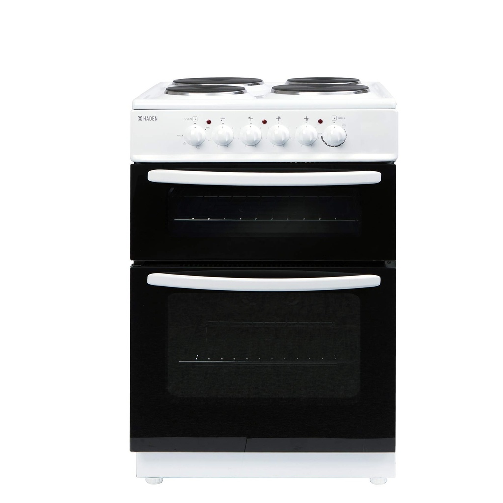 Haden Electric Cooker 60cm Freestanding 4 Solid Plate Rings - Oven With Top Grill 