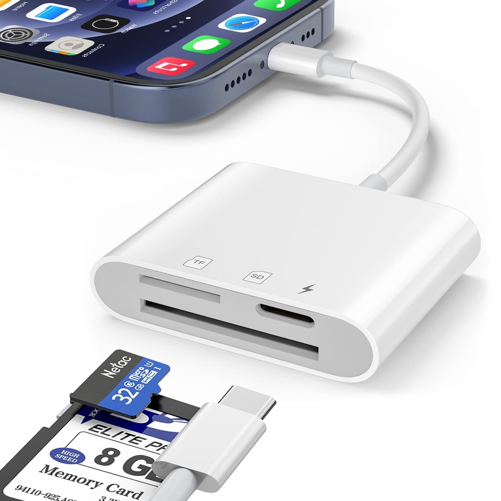 SD Card Reader for iPhone/iPad with MicroSD/SD Dual Slots, Light-ning&USBC Dual Connector M