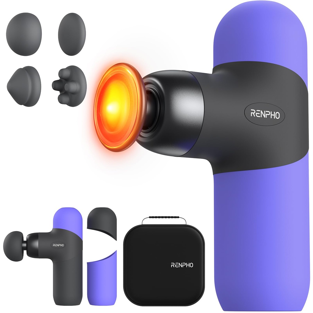 RENPHO Mini Thermal Massage Gun with Heat, Portable Fashion Deep Tissue Percussion Massager