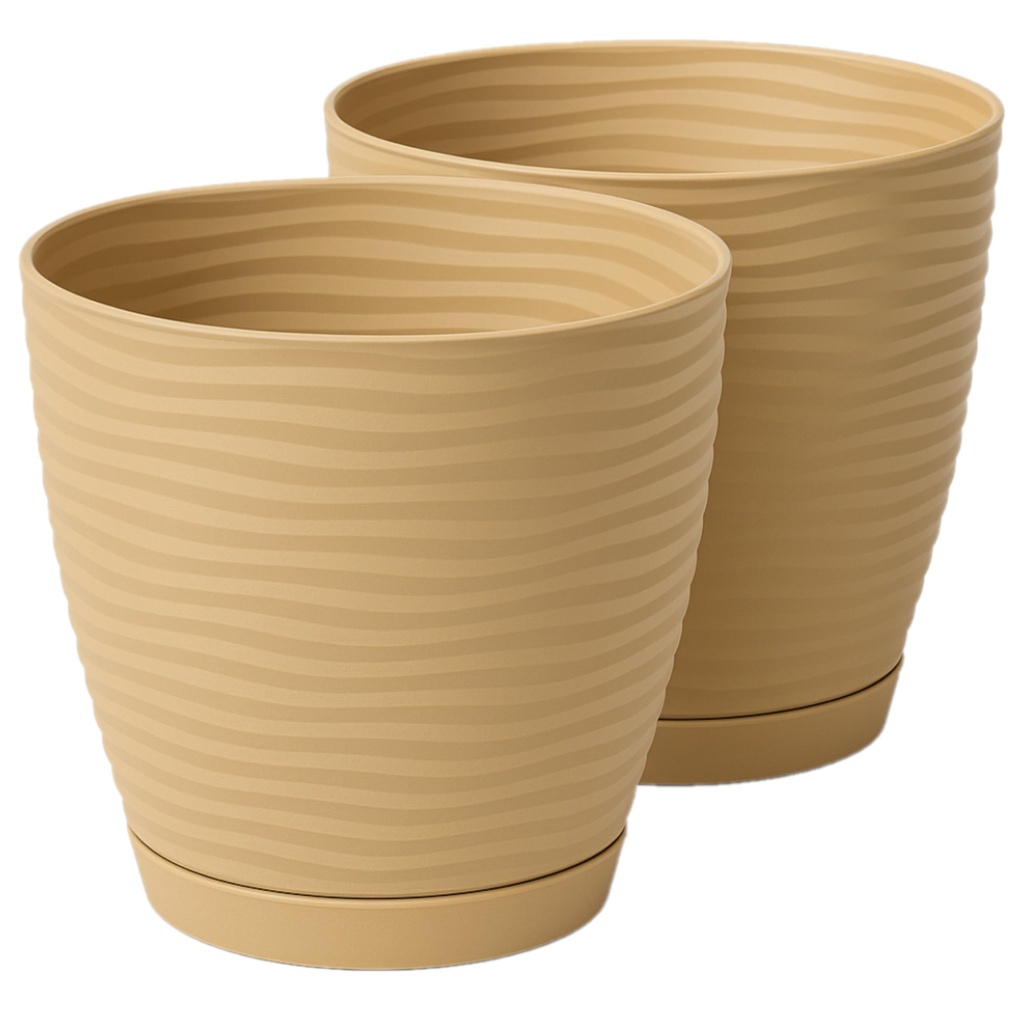 Home Garden Ornaments Large Plant Pots Indoor Set of 2 Plastic Flower Pots