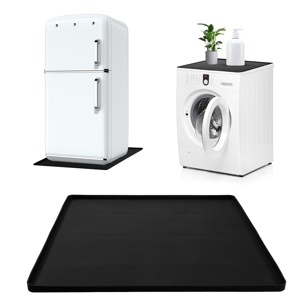 Refrigerator Mat, 23.62x23.62 Inch Mini Fridge Silicone Mat with Raised Edge Washable Under