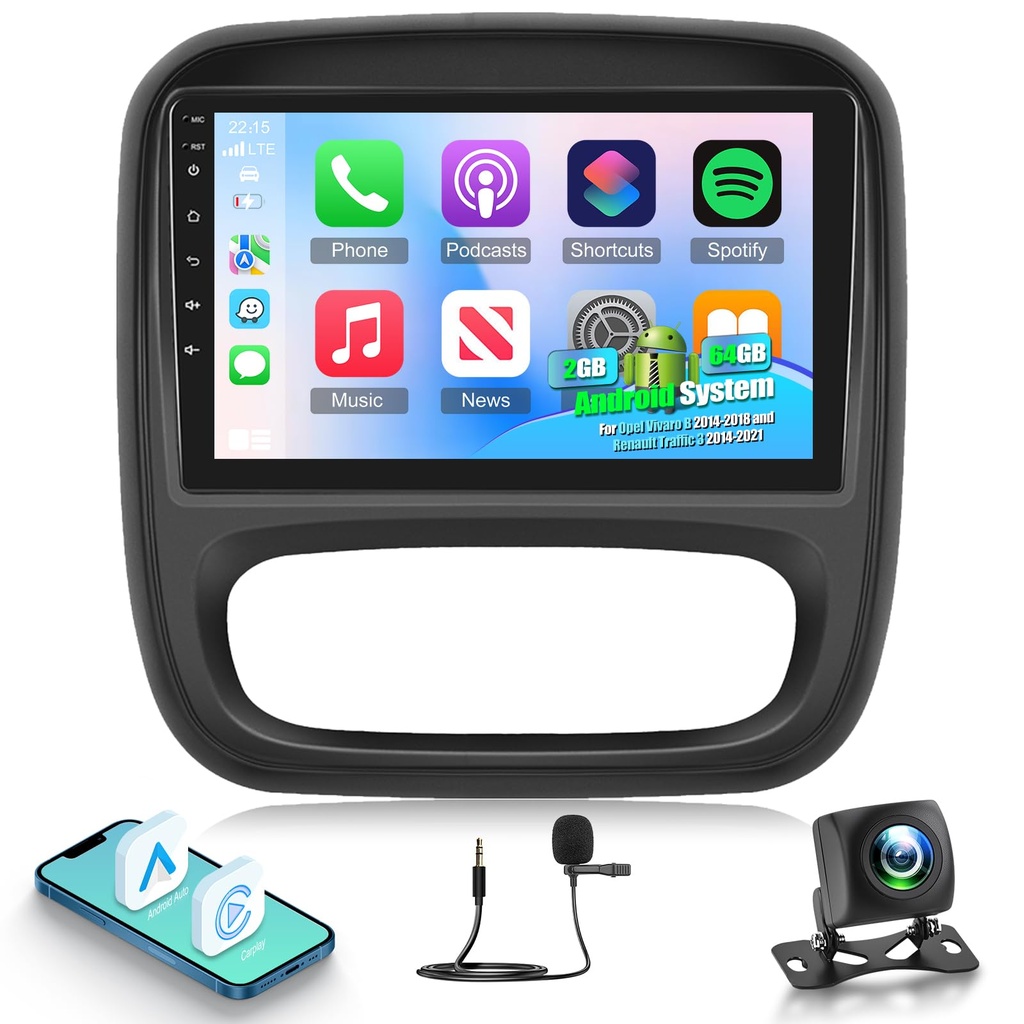 [2G+64G] Radio for Opel Vivaro B 2014-2018 and Renault Traffic 2014-2021, 9 inches Android 