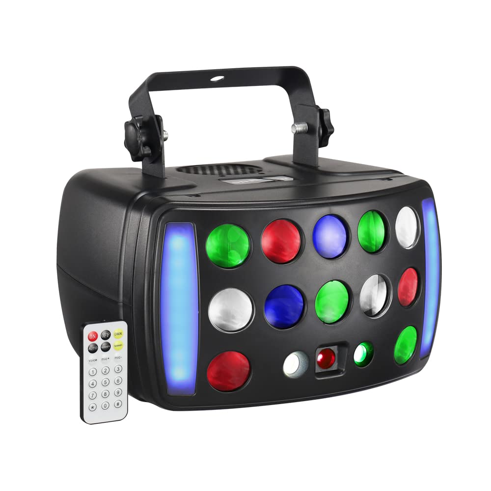 Stage DJ Light, WorldLite Disco Light 4-in-1 with RGBW Derby Beam, Led Strobe, Red Green Pat