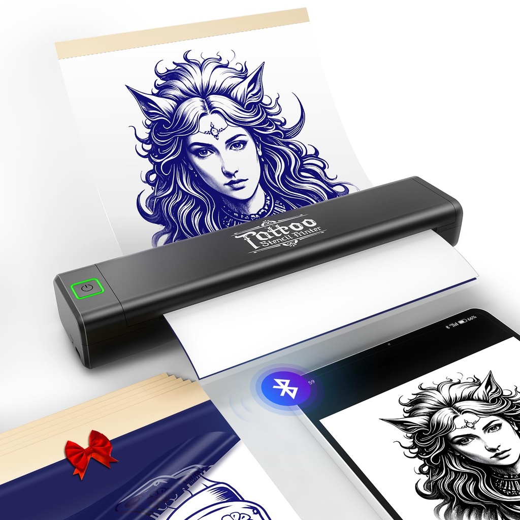 vretti Tattoo Printer,P84 Tattoo Stencil Printer, Portable Thermal Printers,Compatible with