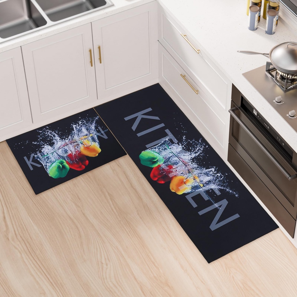 LY4U Set Of 2 Floor Mats - Washable Kitchen Rugs for Home Floor, Carpet for Hallway, Dining