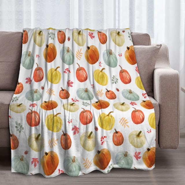 GardEssere Autumn Blanket Pumpkin Throw Autumn Throws for Adults Kids Orange Soft Cosy Fluf