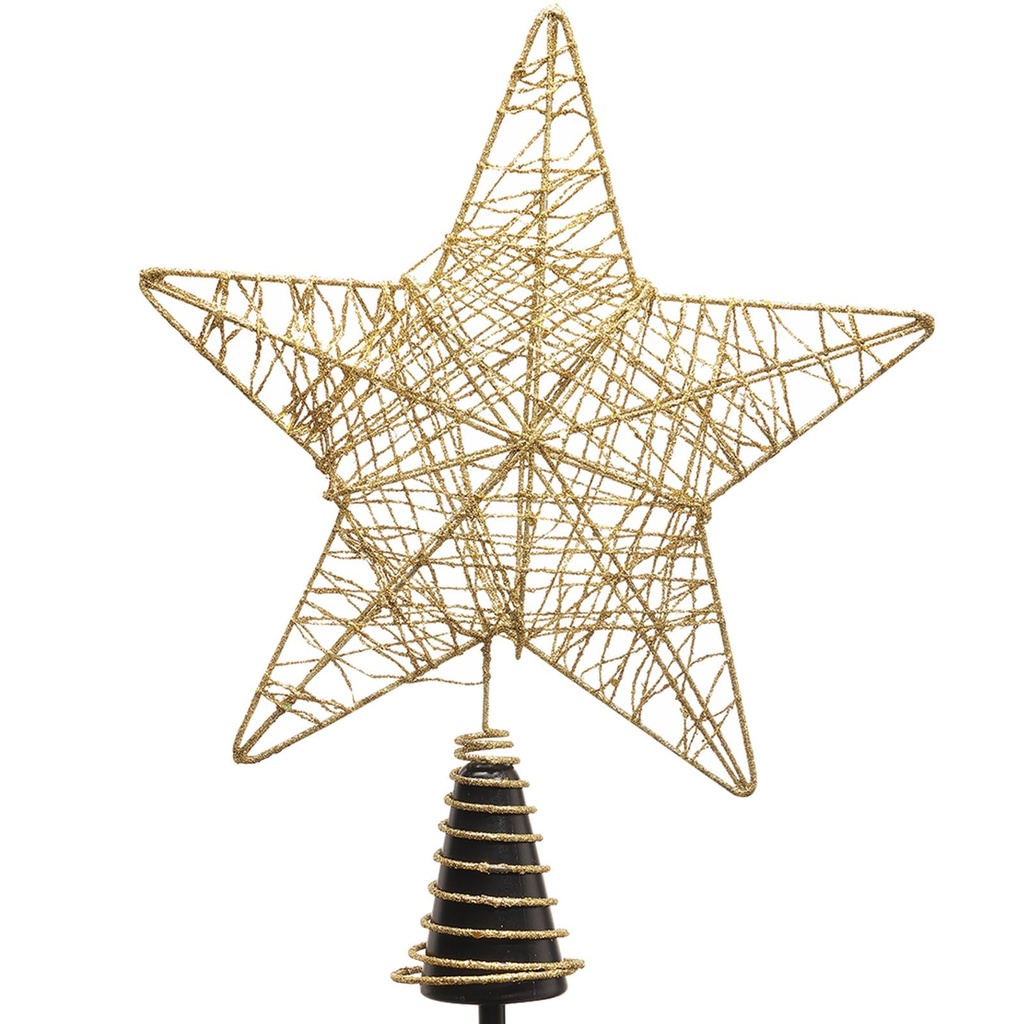 Christmas Tree Topper with Holder (Golden Shiny Star)