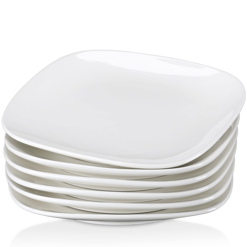 LOVECASA Dessert Plate Set of 6, Porcelain Dinnerware Set Tableware, 7.4inch Snack/Salad/Fru