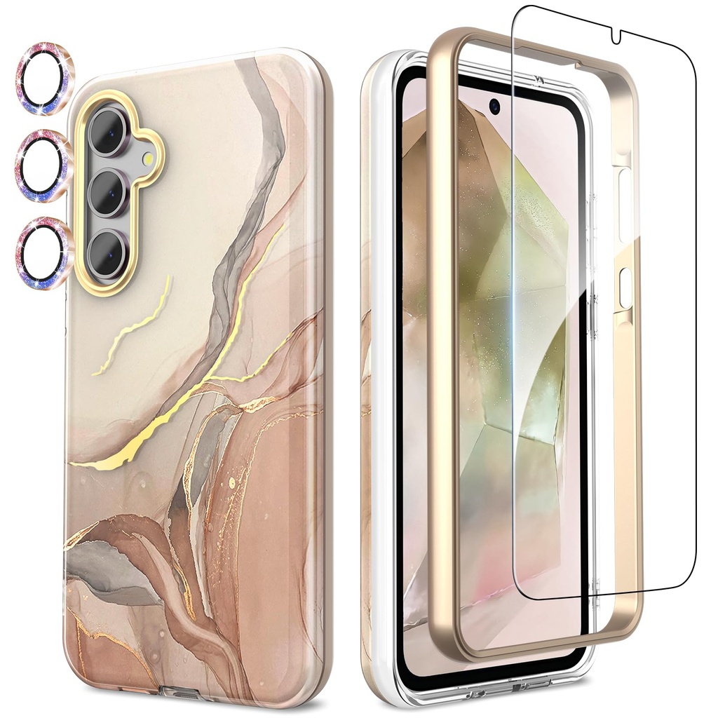 SHEDEER for Samsung A55 5G Case with Slide Camera Cover + Built-in Adjustable Kickstand & S