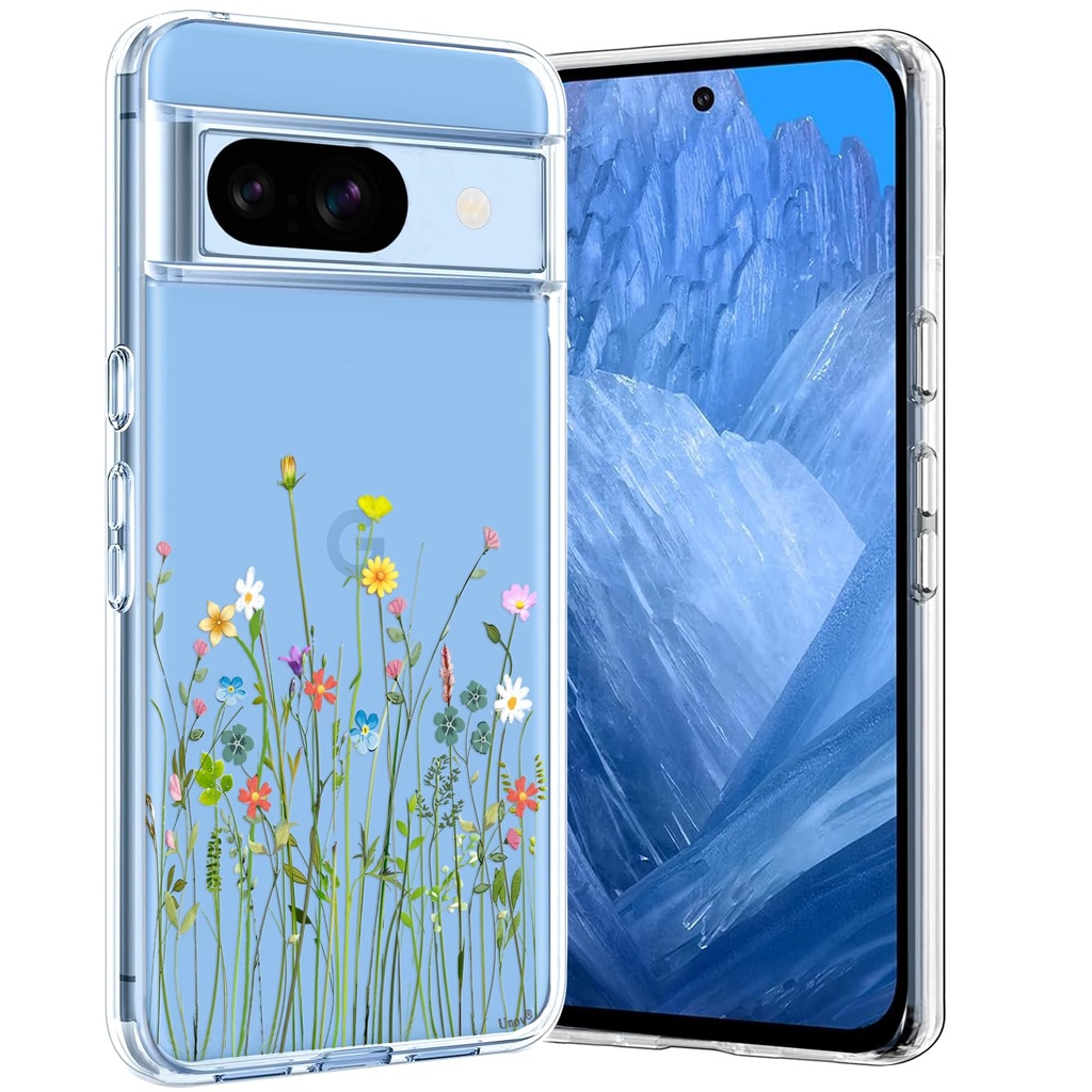 Unov Case Compatible with Google Pixel 8a 5G Case Clear with Design Soft TPU Shock Absorptio