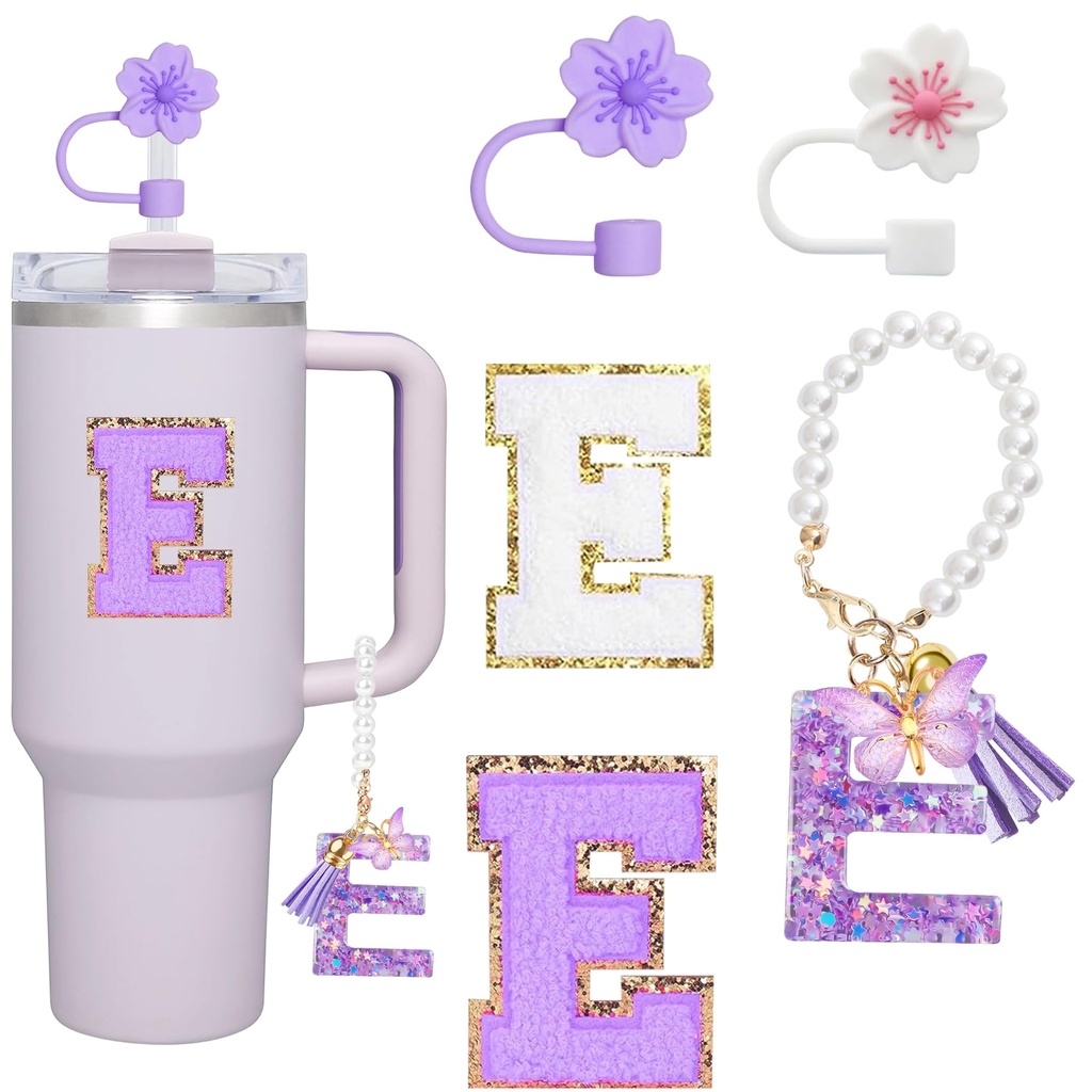 13 Pcs Letter Cup Accessories Set Straw Cover Silicone Boots Compatible with Tumbler 30 oz