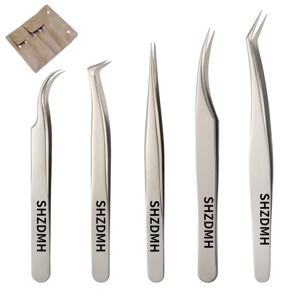 Lash Eyelash Extension Tweezers Set Eyelash Applicator Tool Curved and Straight Pointed Tw