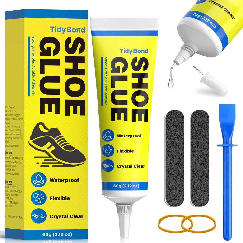 Shoe Glue, Shoe Repair Adhesive Flexible, Waterproof, Clear, Super Strong Glue for Soles, S