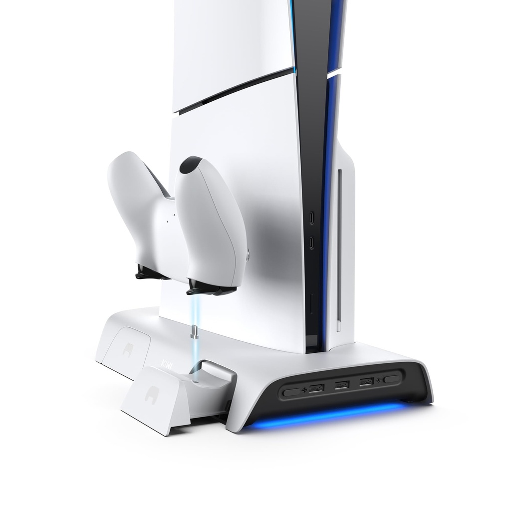 KIWI design D3 PS5 Slim Cooling Stand and Charging Station with RGB Controller for PlayStation