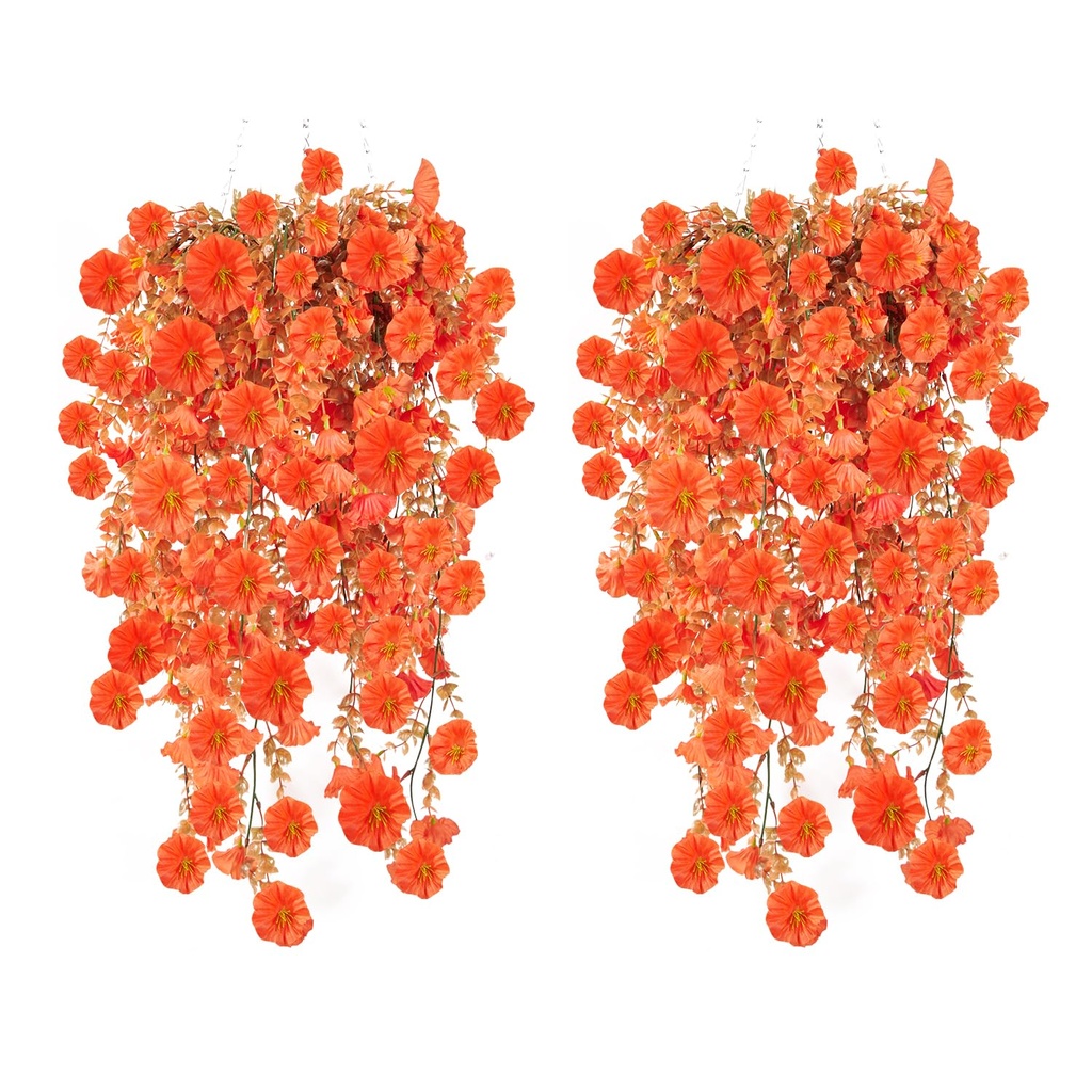 HBell 4 Pcs Artificial Hanging Flowers for Outdoors,Fake Hanging Plants for Outdoor,UV Resi