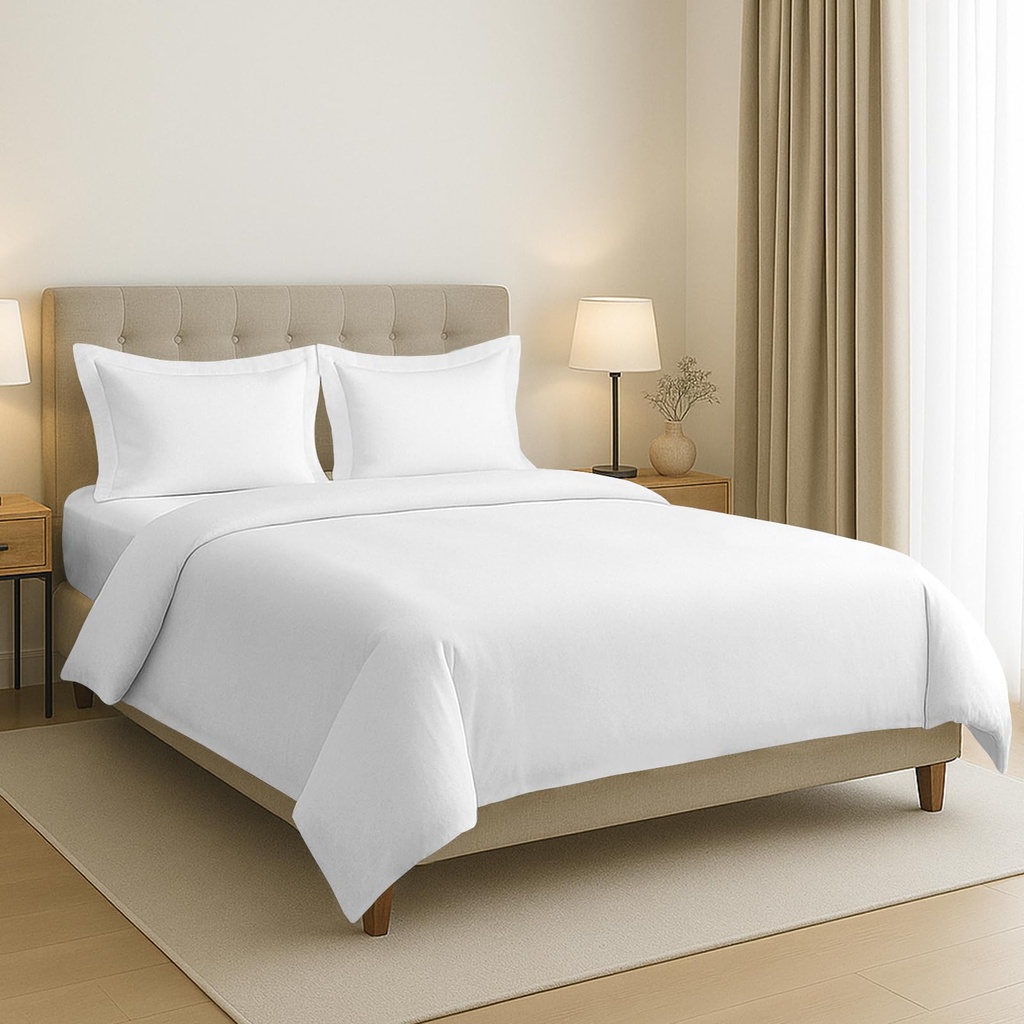 Pizuna 100% Cotton Super King Duvet Cover Set White, 400 Thread Count Long Staple Cotton Sup